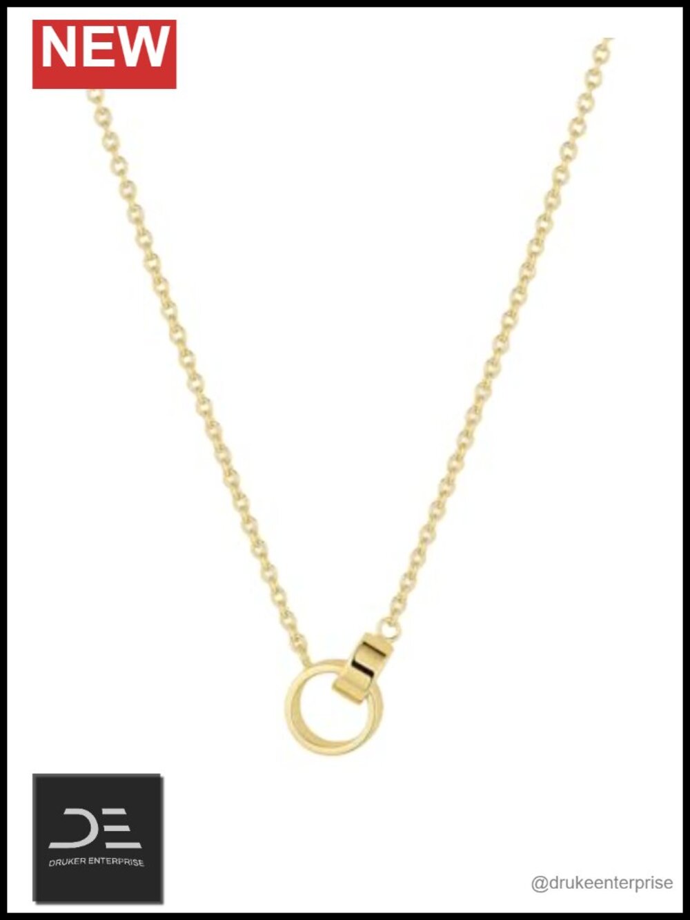 18k Gold Plated Interlocking Circle Necklace - 16-18 inch